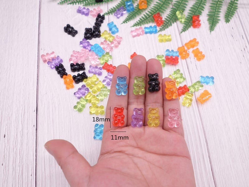 Smanzu 80 Pcs Candy Gummy Bear Charms Resin Bear Pendants for DIY Crafting Slime Dollhouse Decoration(Multi Colors) - Image 2